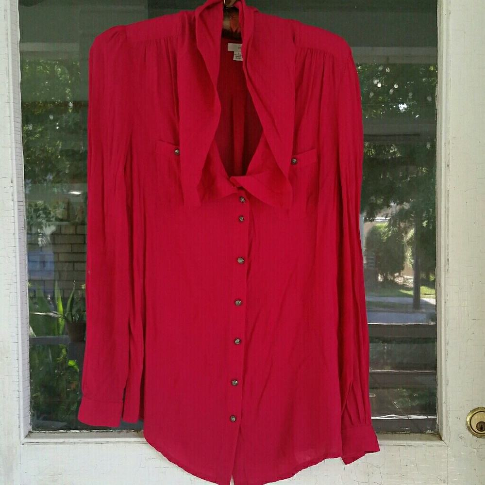 Pink Anthro  silk shirt